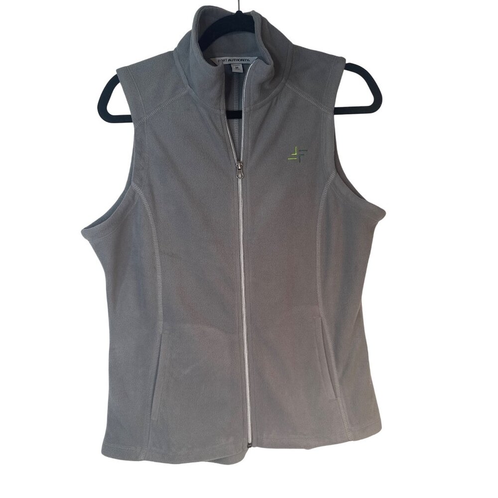 2/$30 Port Authority Ladies Gray Fleece Vest M Full-Zip Sleeveless Lightweight C